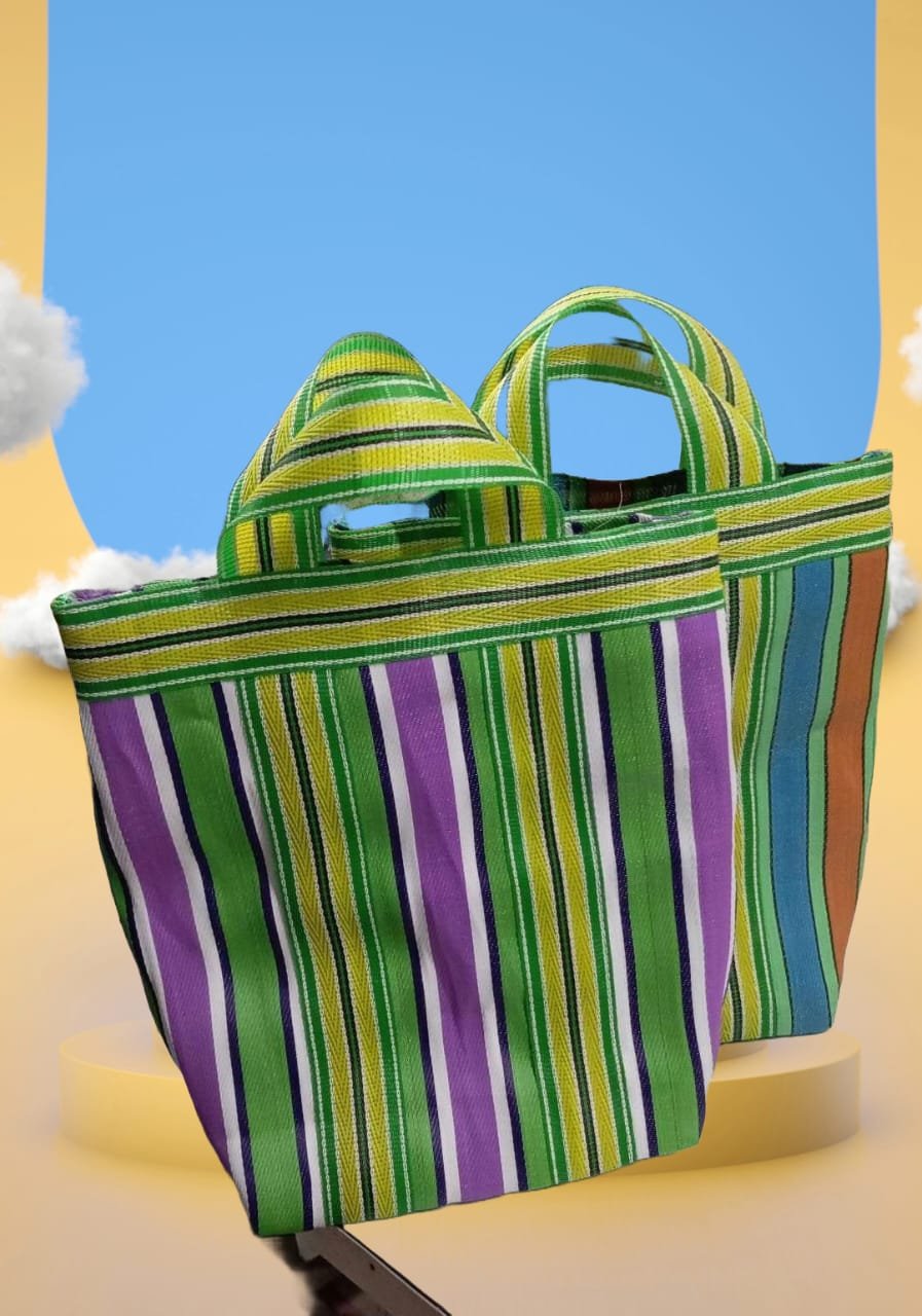 Premium Striped Nylon shopping bag